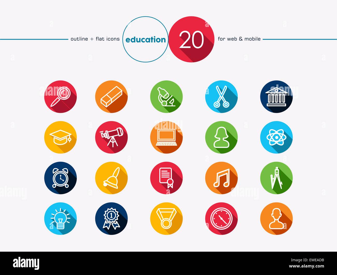 Education flat icons set Stock Vector Image & Art - Alamy