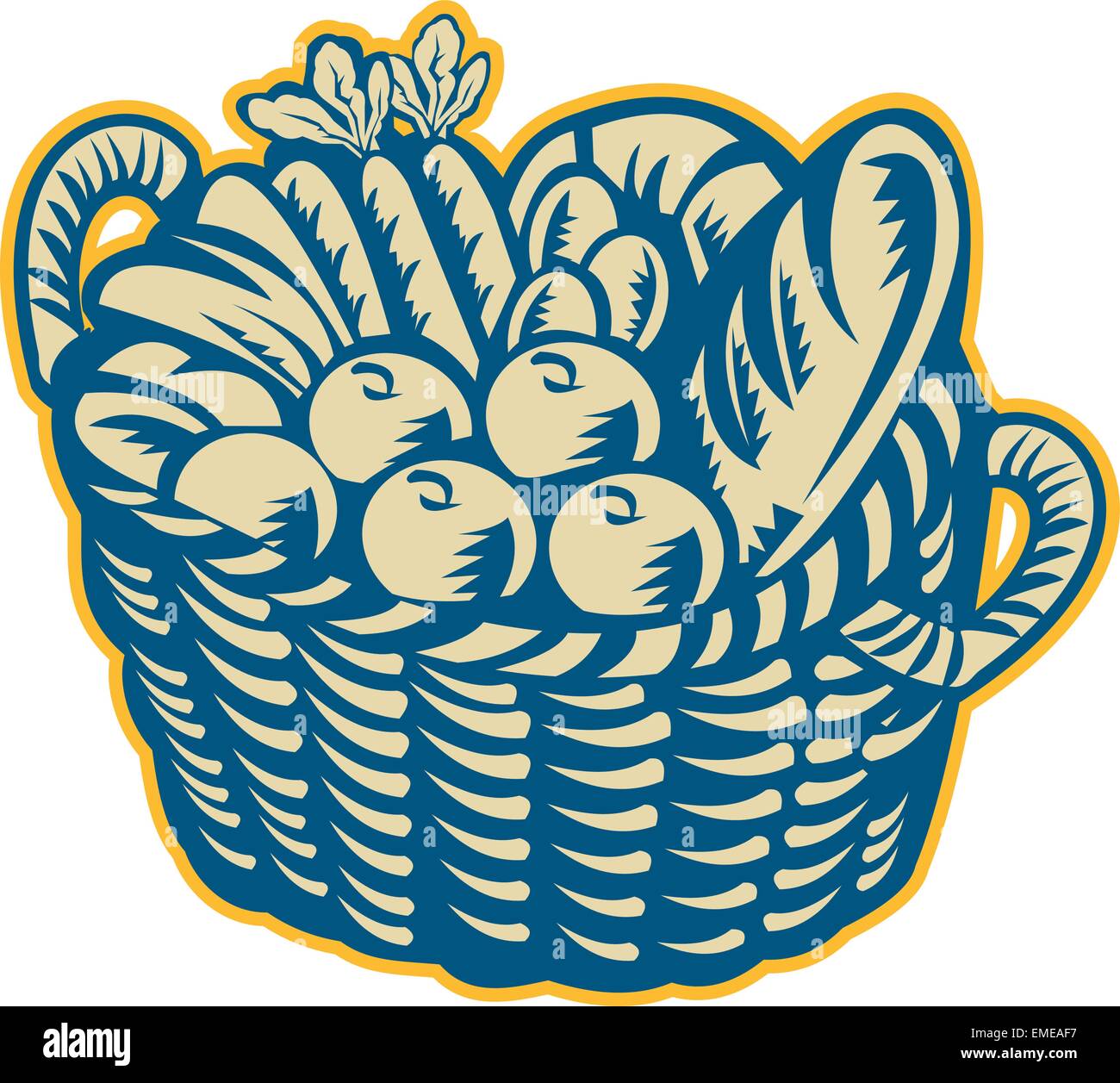 Crop Harvest Basket Retro Stock Vector Image & Art Alamy