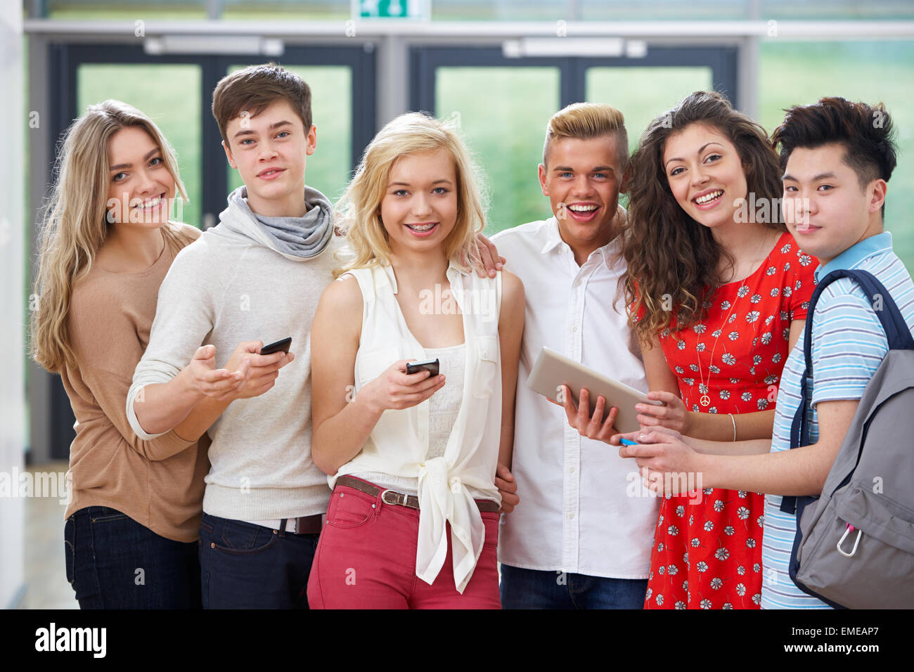 Portrait Of Students In Classroom Stock Photo