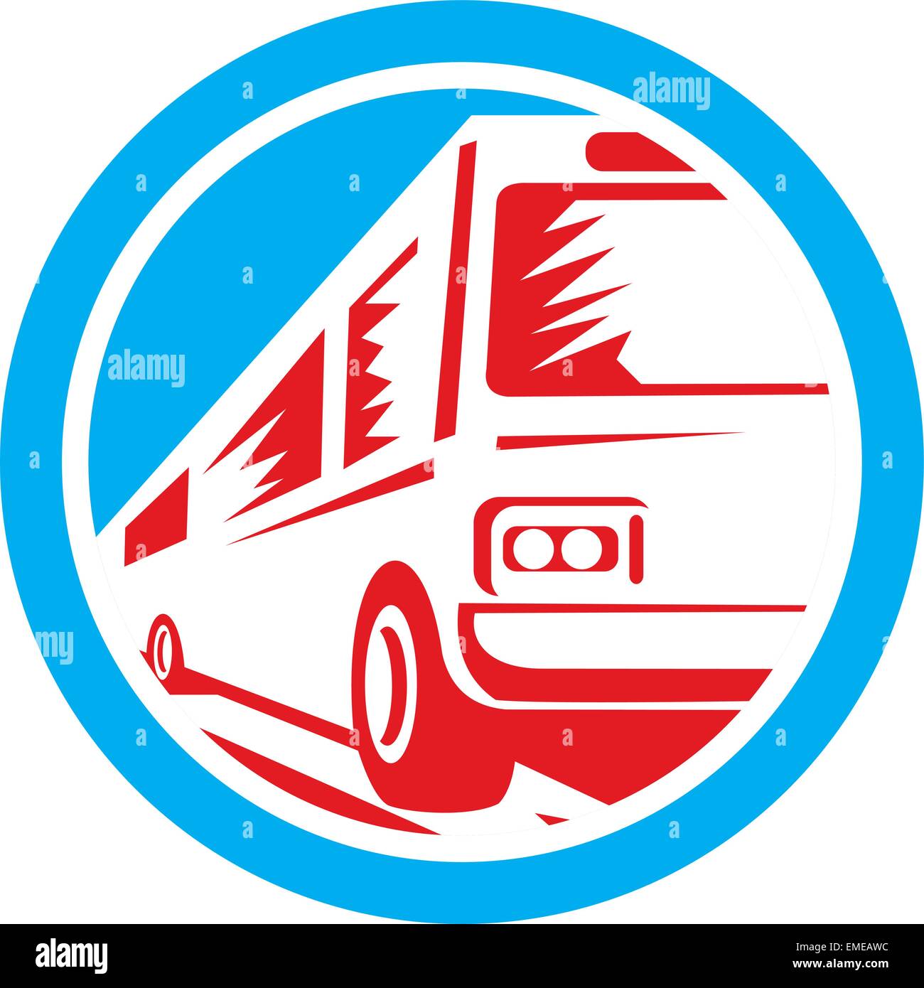 Tourist Coach Shuttle Bus Circle Retro Stock Vector