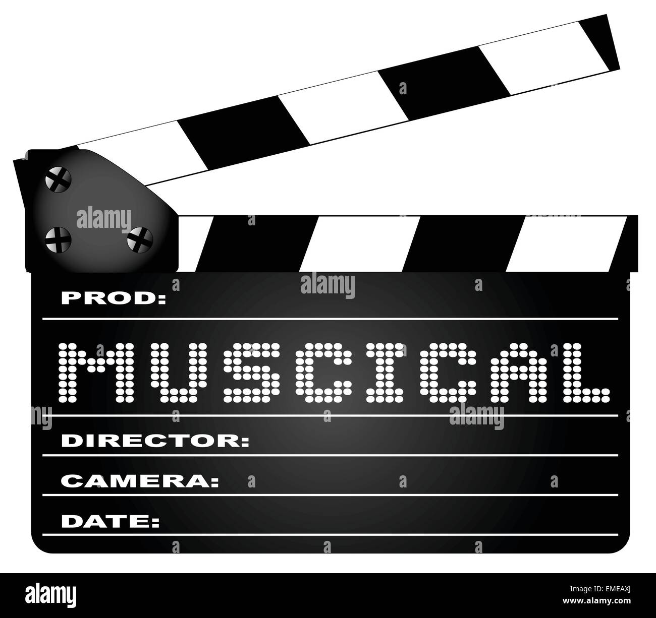 Musical Movie Clapperboard Stock Vector