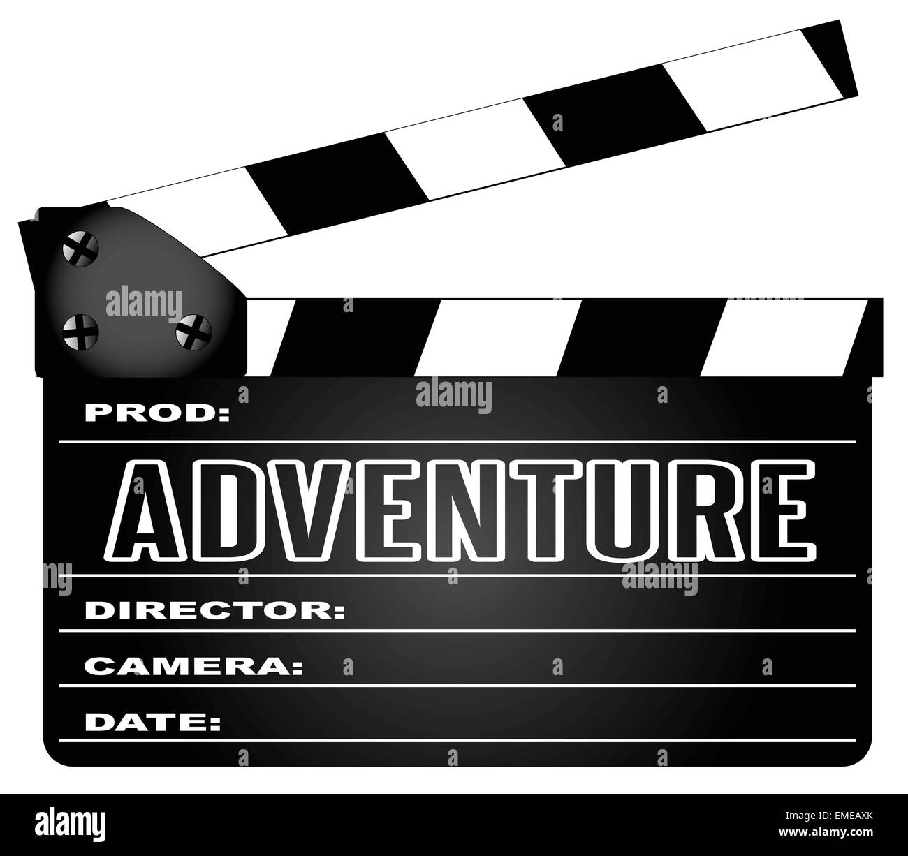 Adventure Movie Clapperboard Stock Vector
