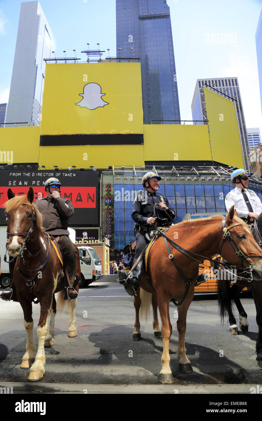 NYPD police officers on horse back in Times Square New York City Stock ...