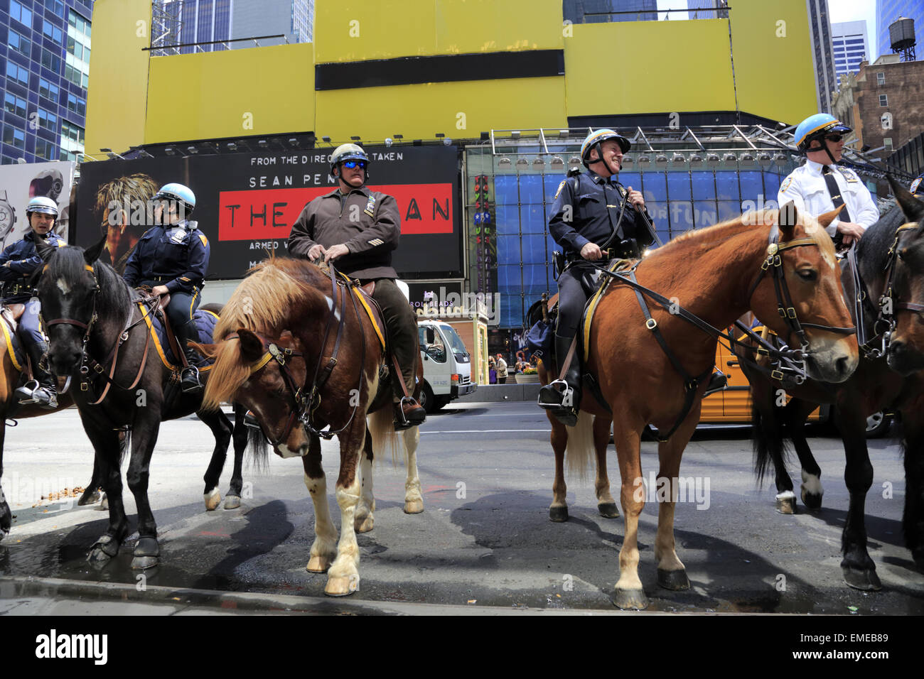 NYPD police officers on horse back in Times Square New York City Stock ...