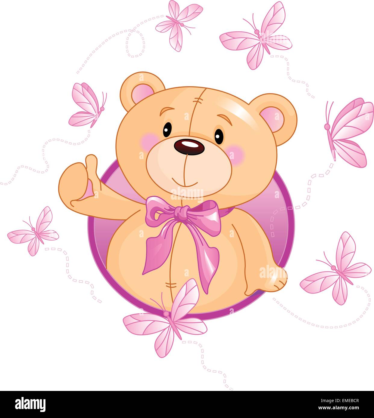 Pink teddy bear white background Stock Vector Images - Alamy