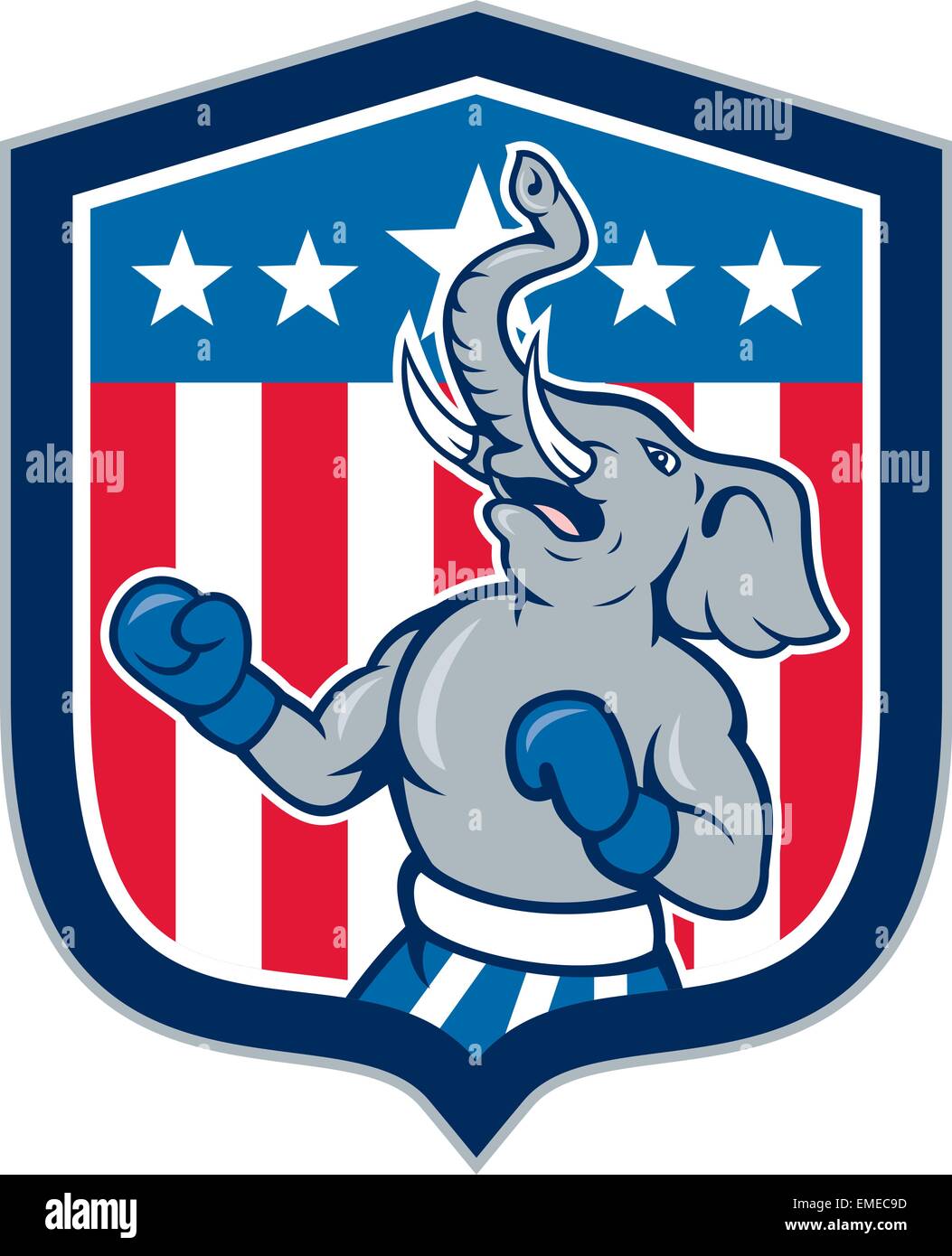 Republican Elephant Boxer Mascot Shield Cartoon Stock Vector Image ...