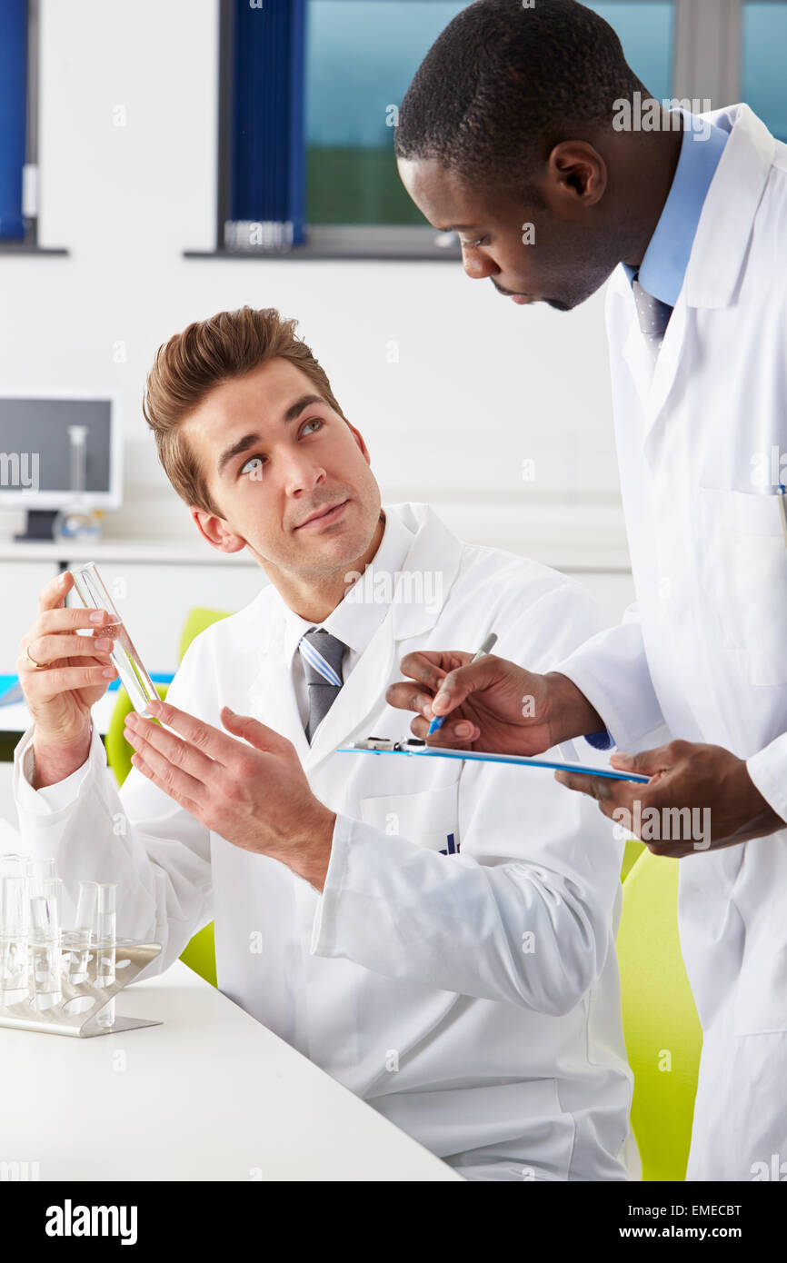 Two Technicians Working In Laboratory Stock Photo