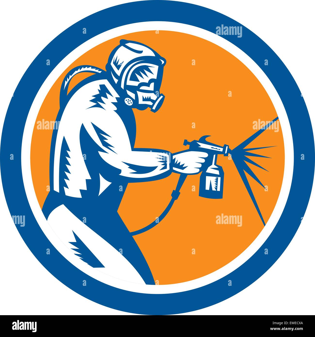 Spray Paint Gun Painter Spraying Woodcut Retro Stock Vector Image & Art ...