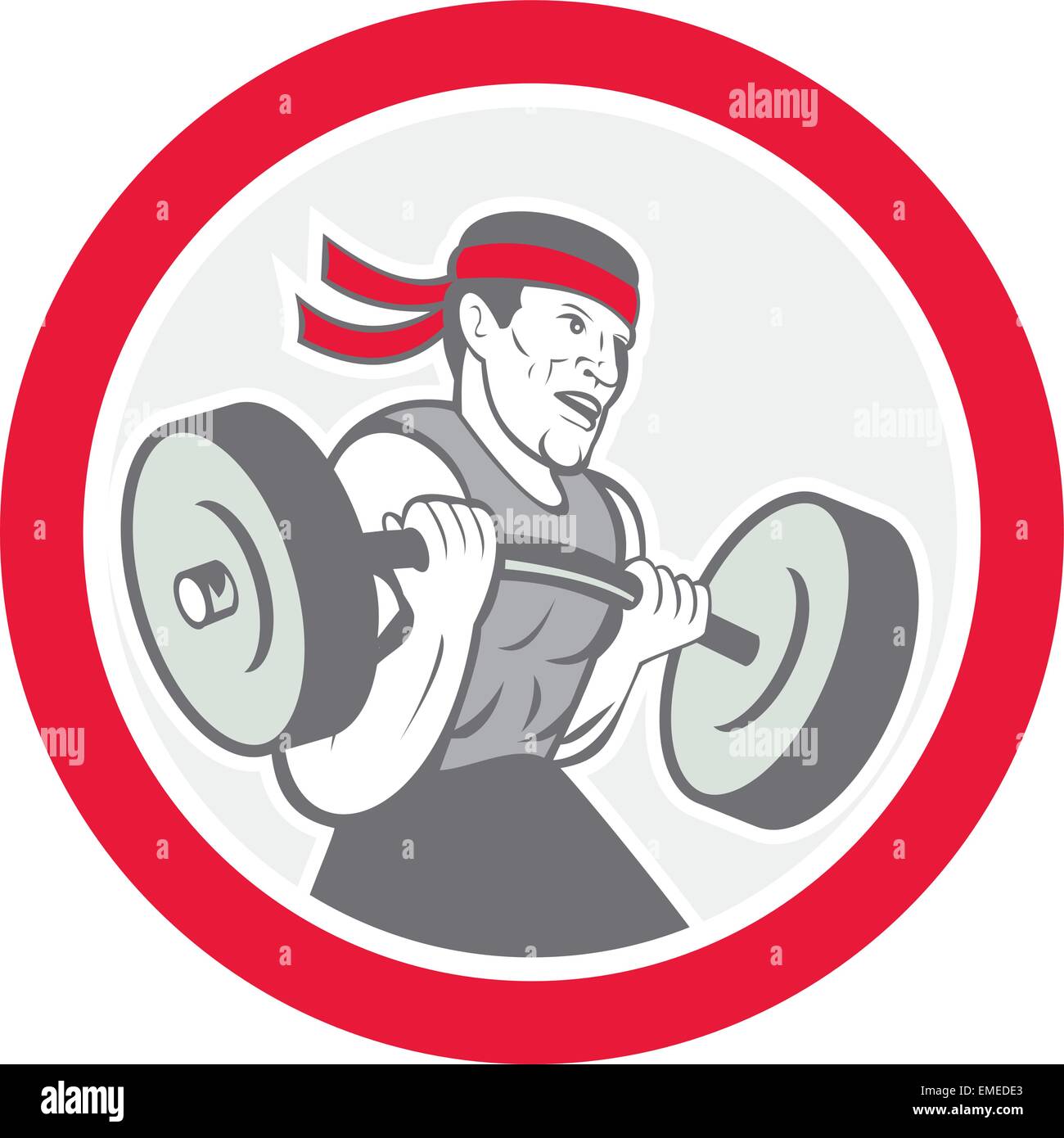 Weightlifter Lifting Barbell Circle Cartoon Stock Vector Image & Art Alamy