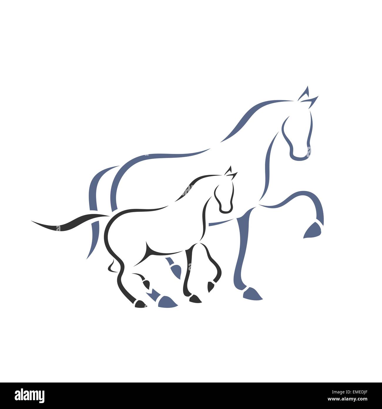 Horse and foal Stock Vector