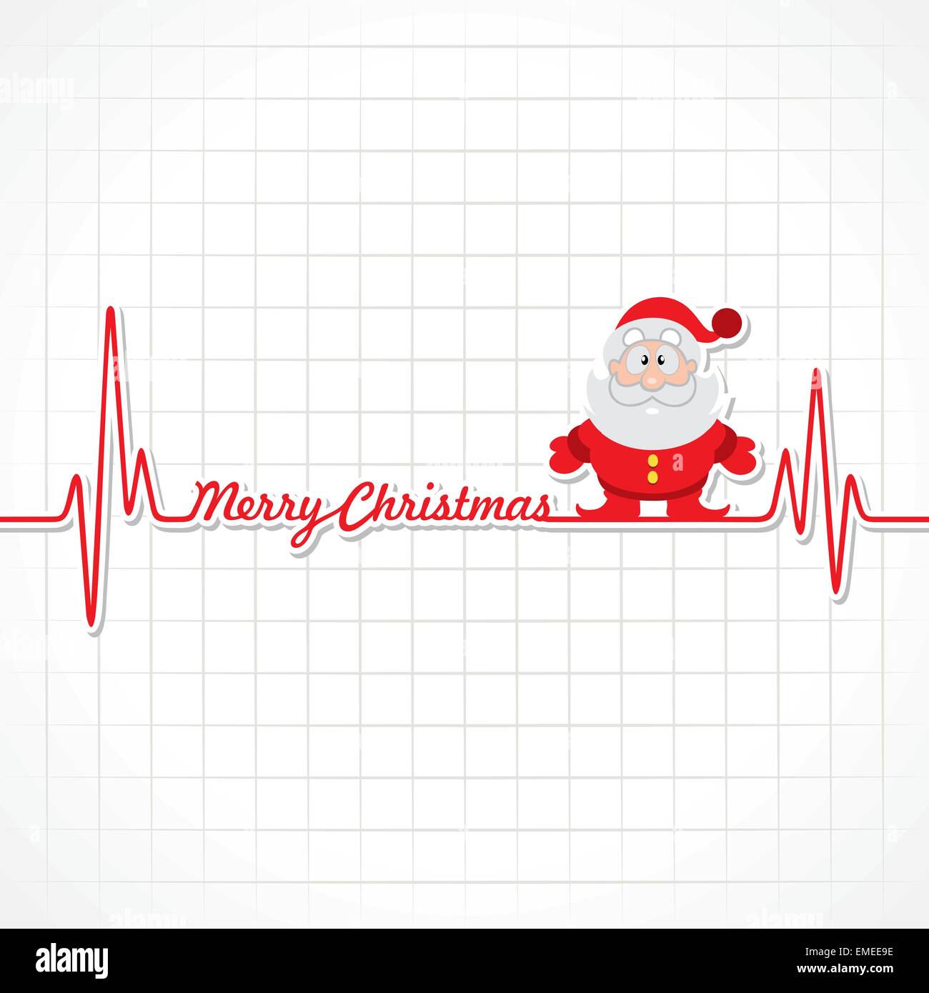 Heartbeat make Merry Christmas text and Santa  stock vector Stock Vector