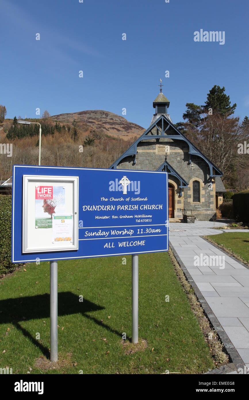 exterior of Dundurn Parish church St Fillans Scotland April 2015 Stock