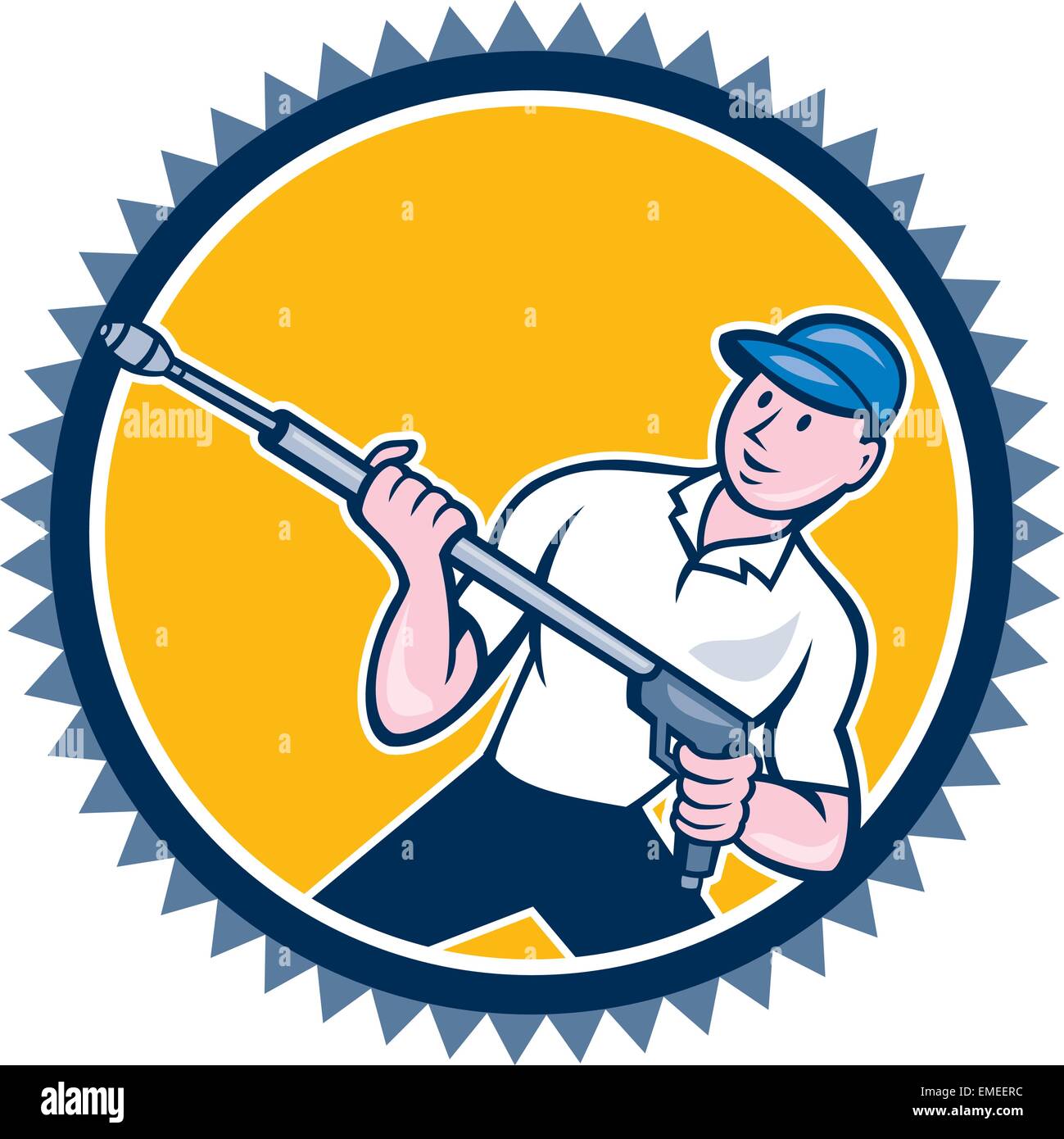 Pressure Washer Water Blaster Rosette Cartoon Stock Vector Image & Art