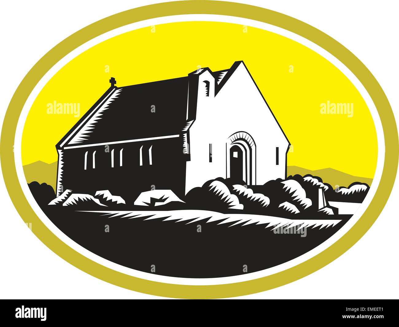 Church of Good Shepherd Lake Tekapo Retro Stock Vector Image & Art - Alamy