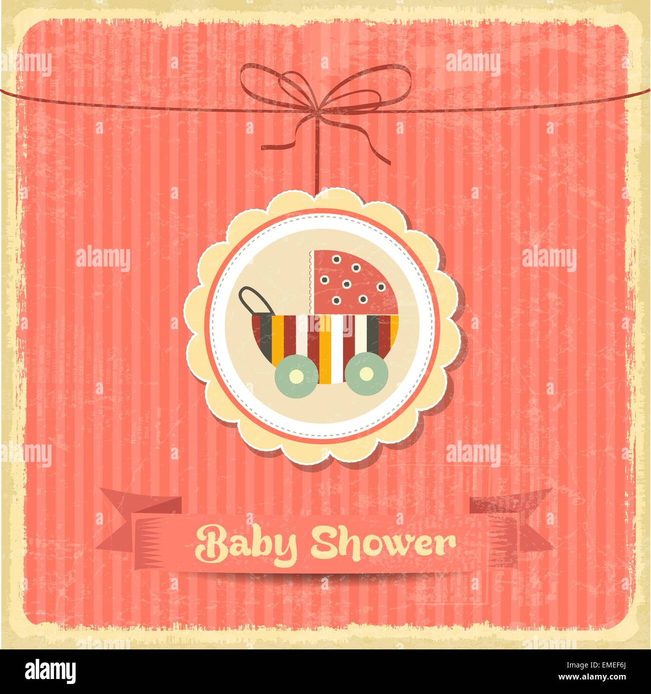 retro baby shower card with stroller Stock Vector Image & Art Alamy
