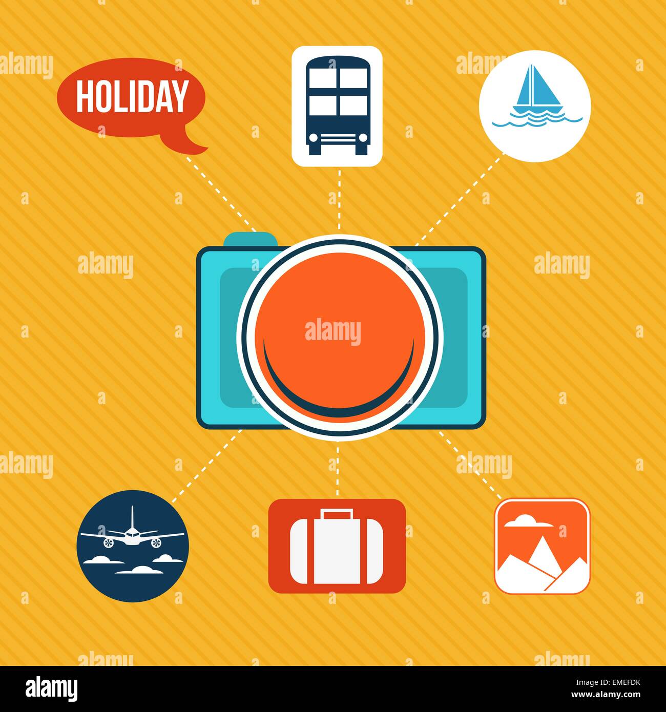 Set of flat design concept icons for holiday and travel Stock Vector