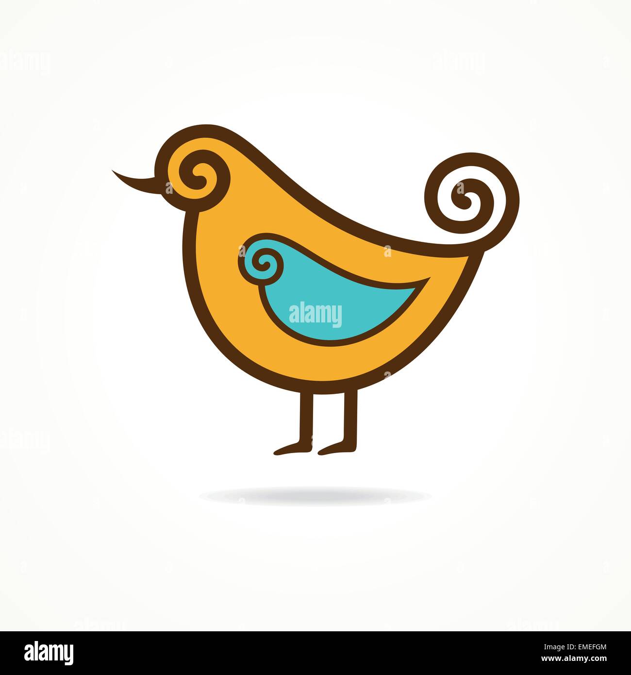 Pretty funny vector yellow bird on the white background stock vector Stock Vector