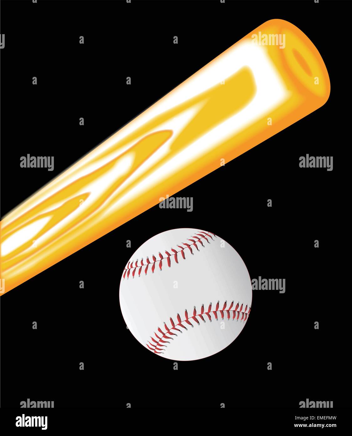 Baseball Bat and Ball Stock Vector
