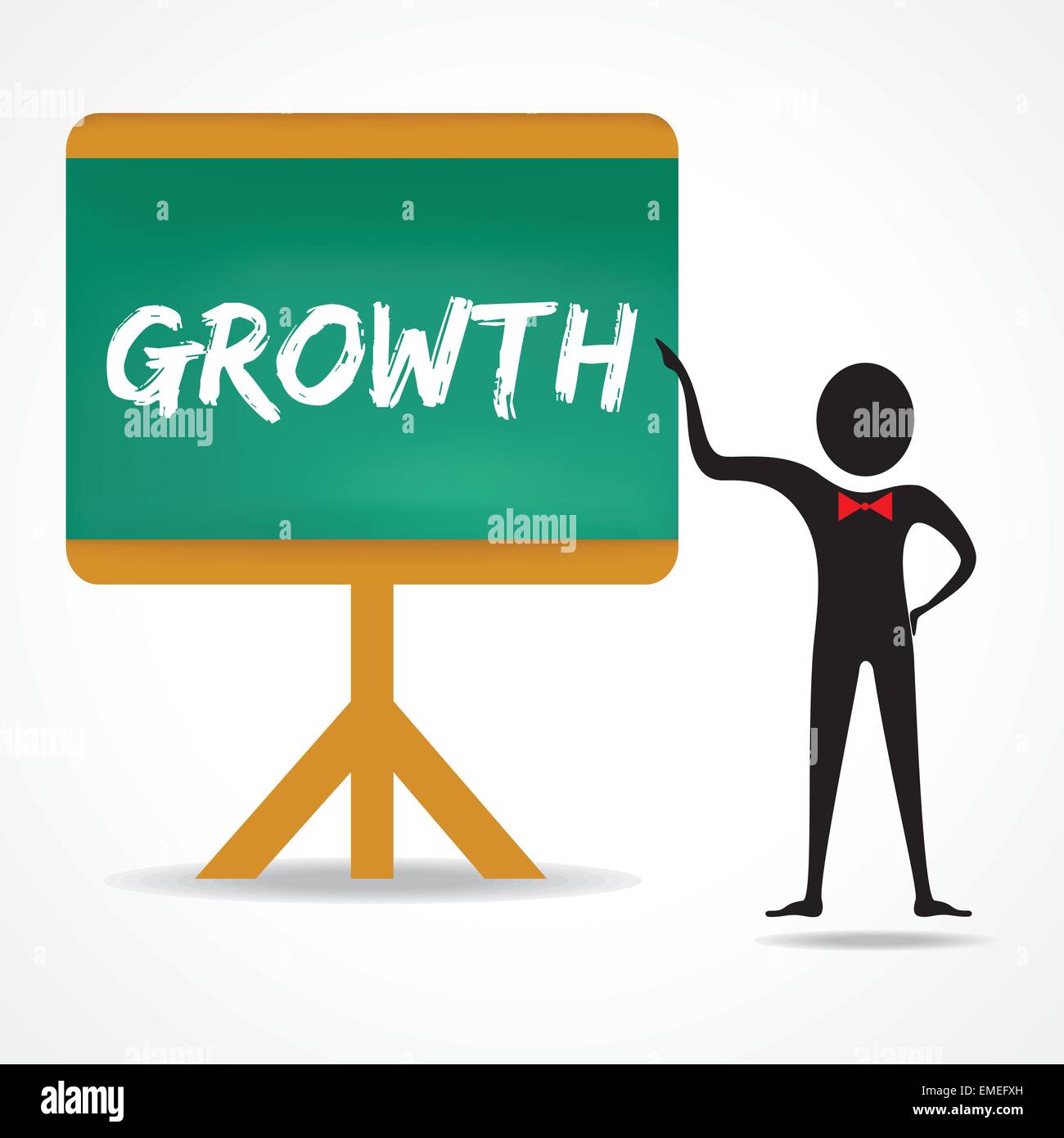 Man points to growth word on green board stock vector Stock Vector