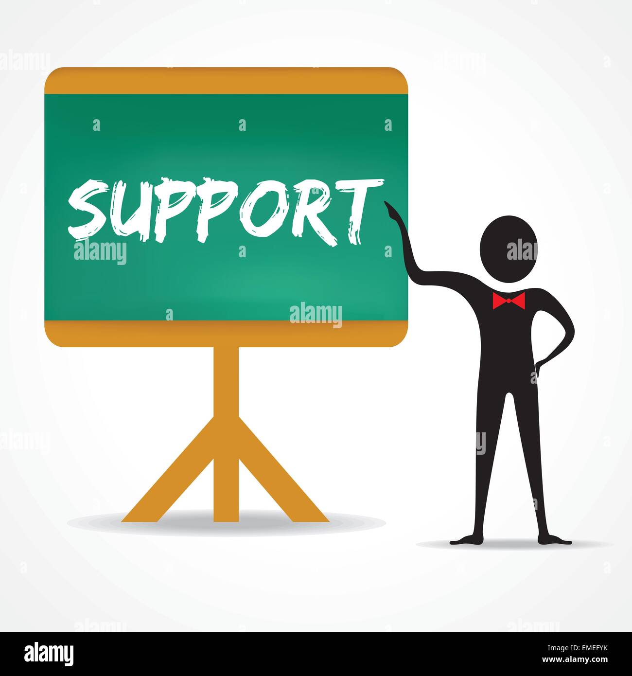 Man points to support word on green board stock vector Stock Vector