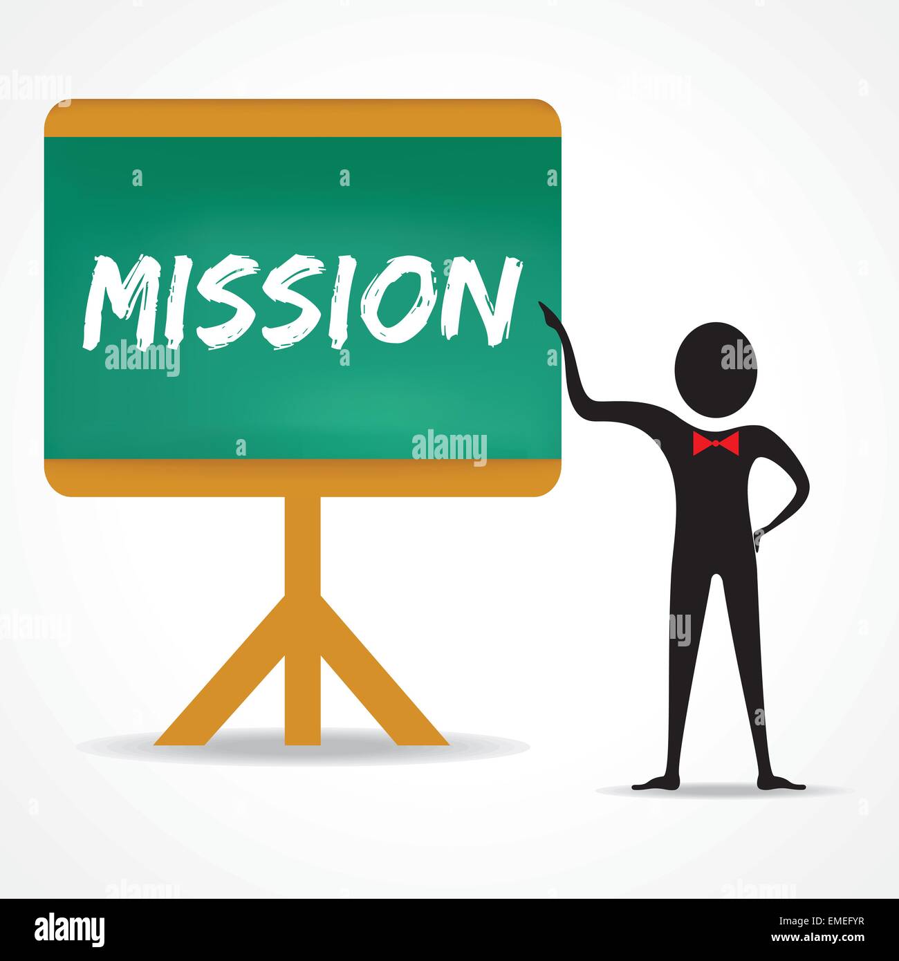 Man points to mission word on green board stock vector Stock Vector