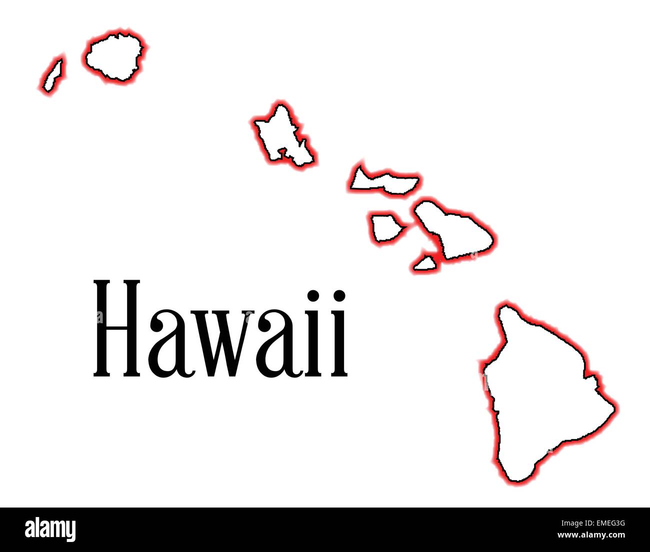 Hawaii islands map hi res stock photography and images alamy