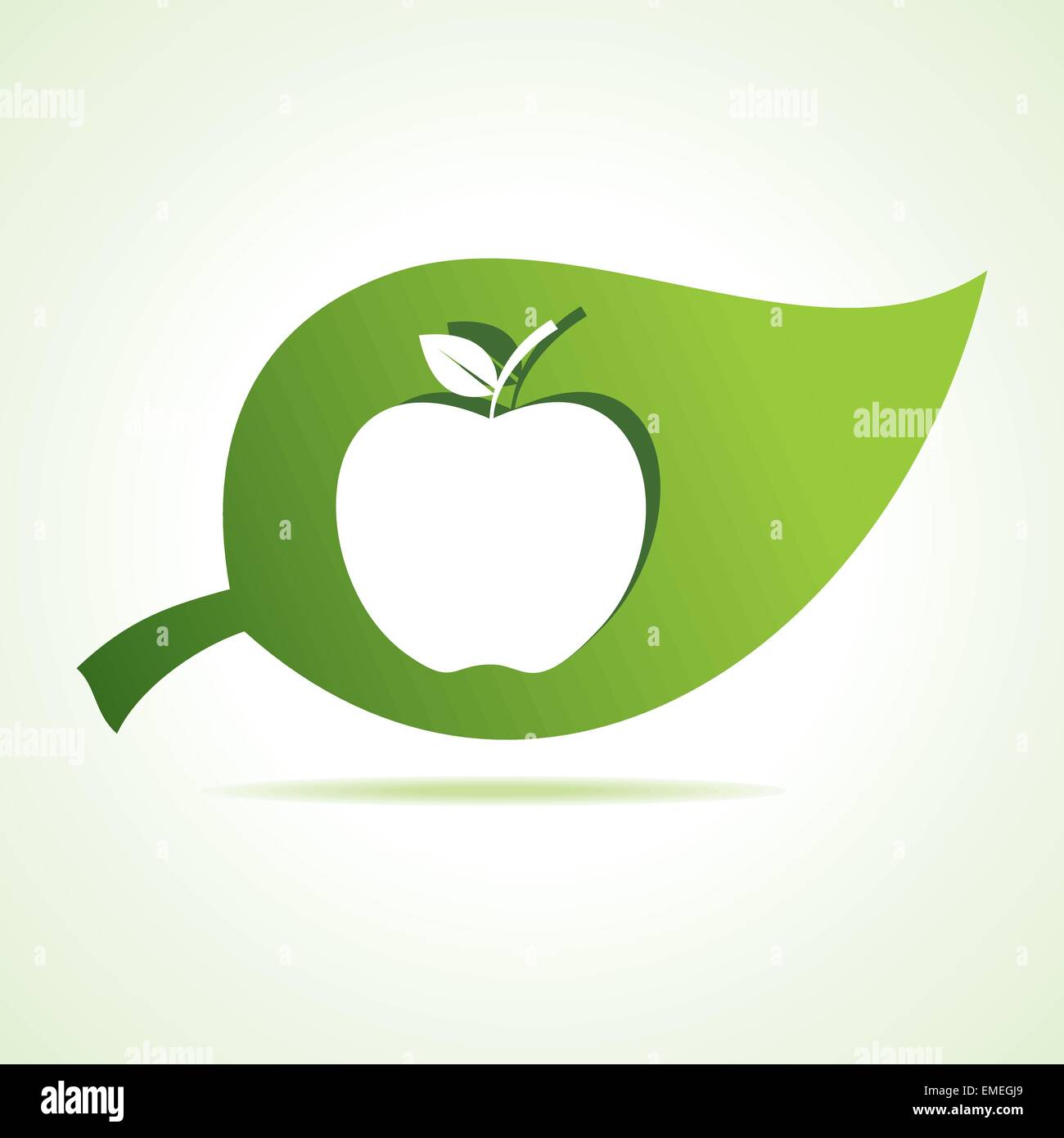 Apple icon at leaf stock vector Stock Vector Image & Art - Alamy