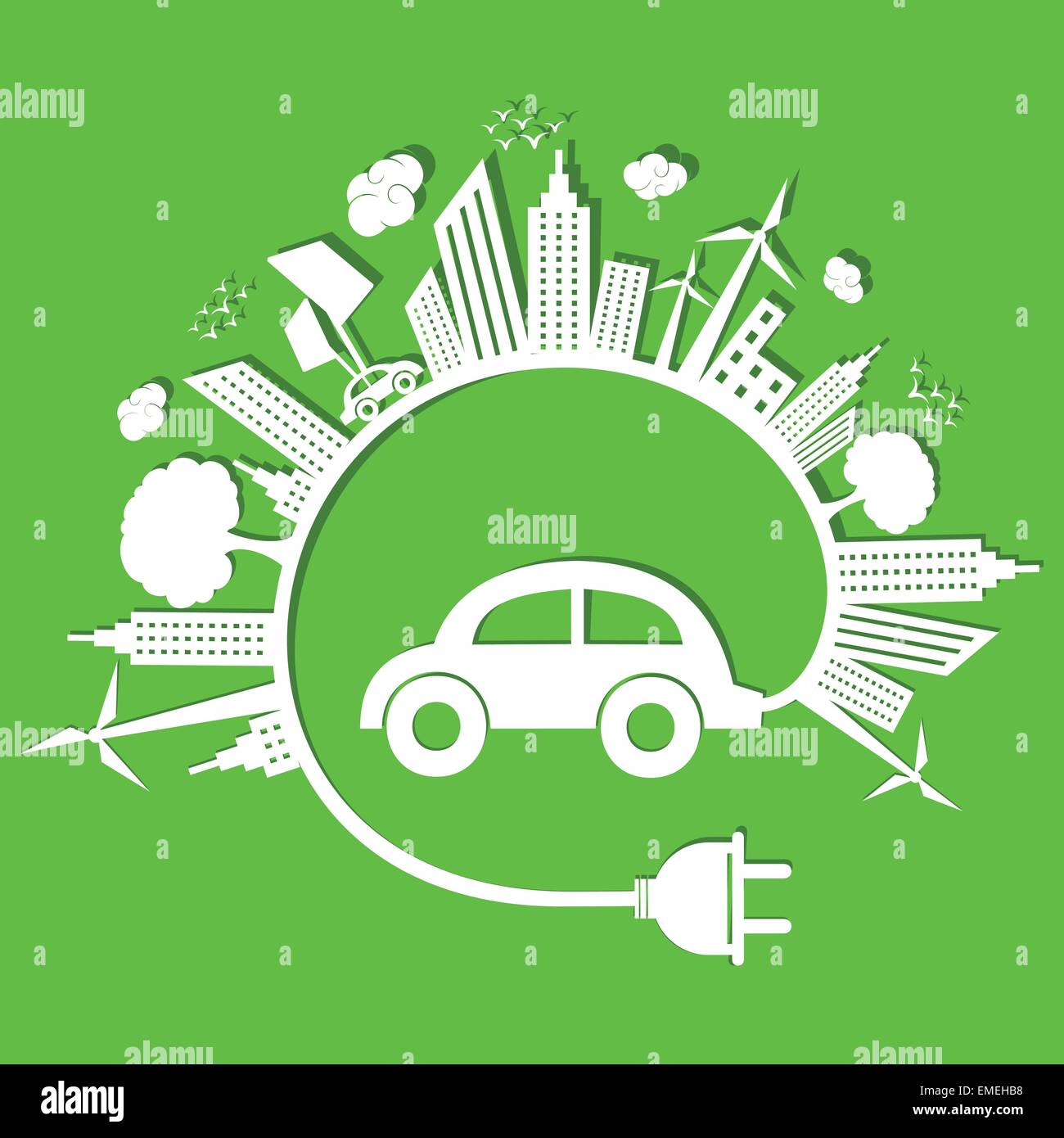 Ecology concept with eco car and cloud Stock Vector Image & Art Alamy