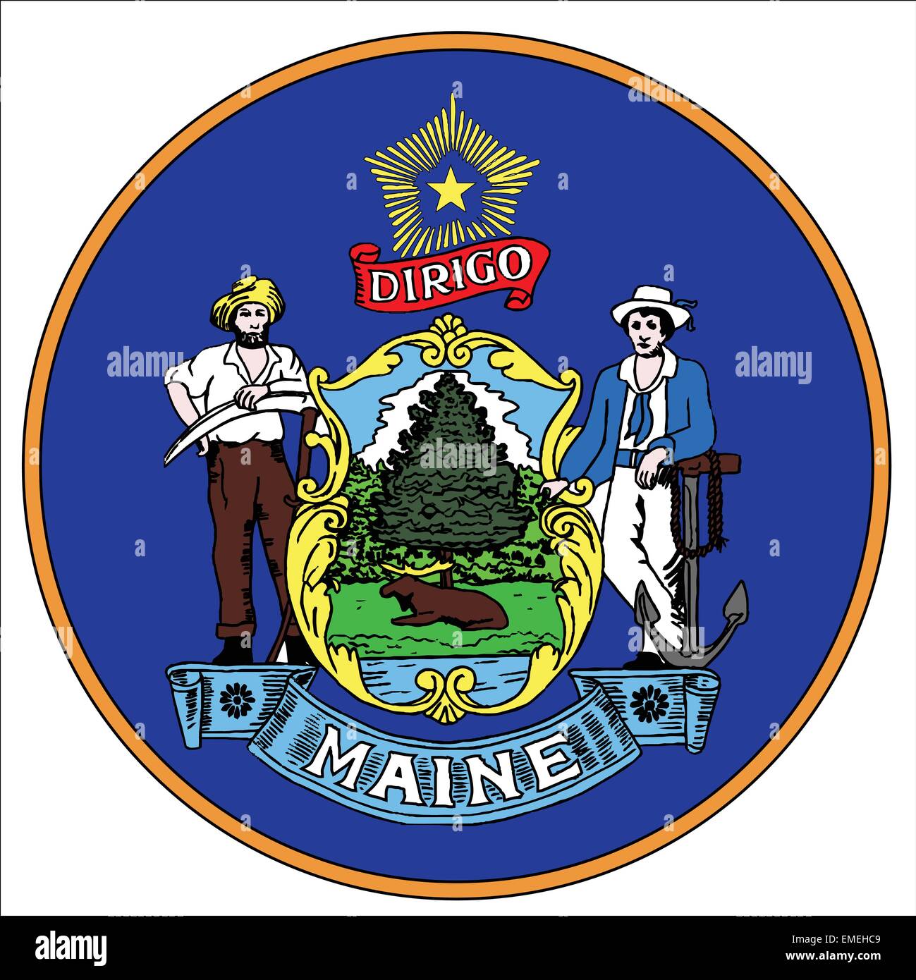 Maine State Seal Stock Vector Image & Art Alamy