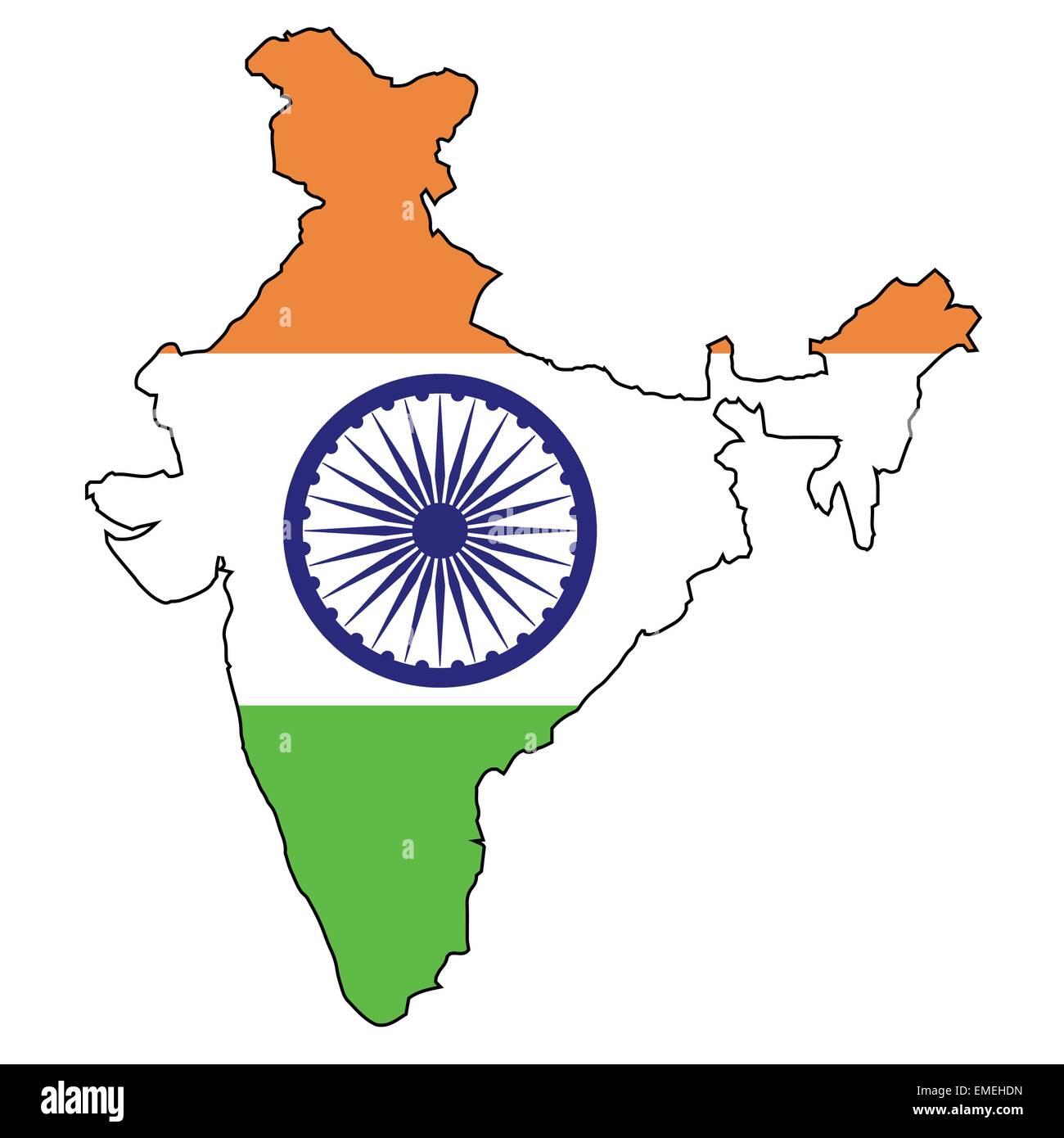 India Map Flag Stock Vector