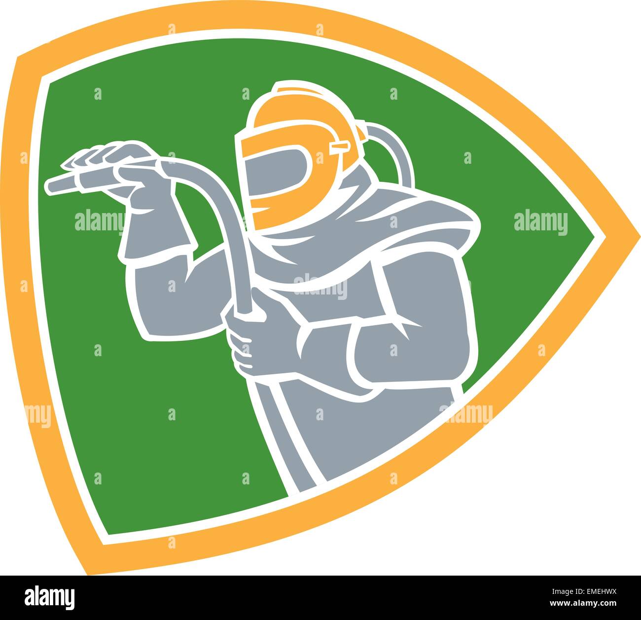 Sandblaster Sandblasting Hose Shield Retro Stock Vector Image & Art Alamy
