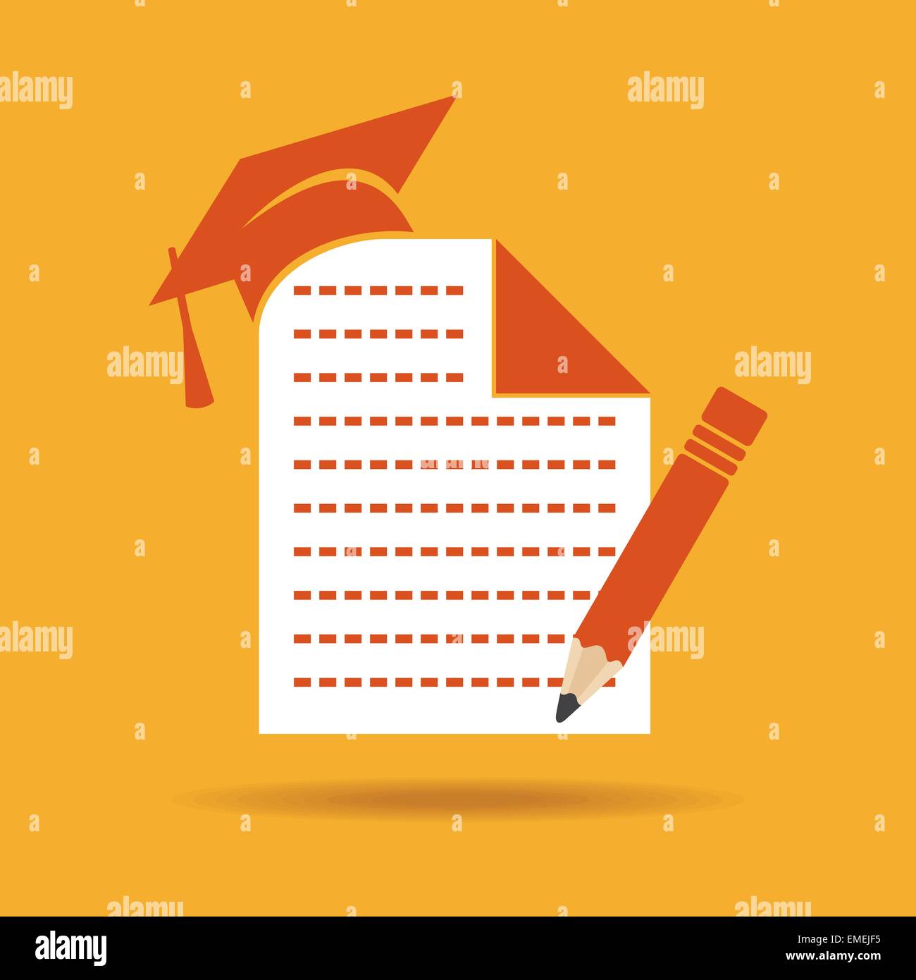 Education icon with graduation cap ,note and pencil stock vector Stock Vector