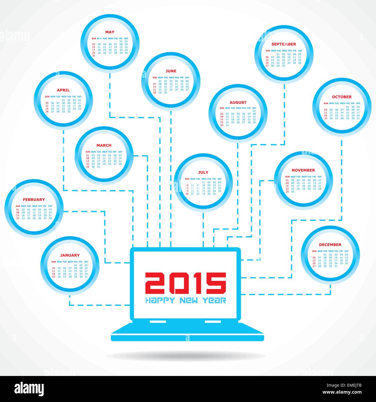 Calendar of 2015 with technology concept design vector illustration