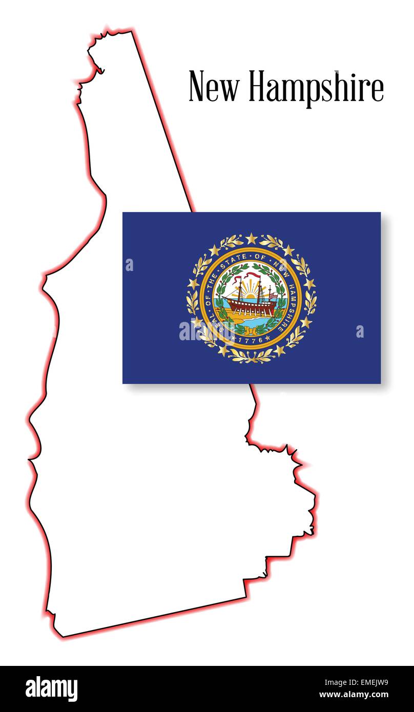 New Hampshire State Map and Flag Stock Vector