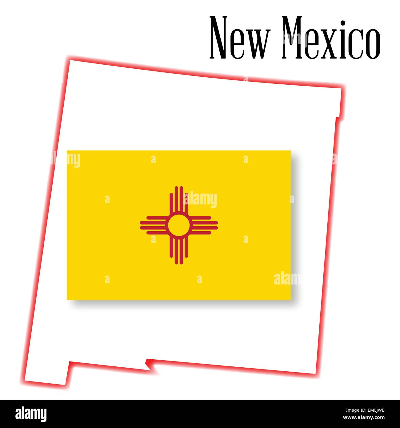 New Mexico State Map and Flag Stock Vector