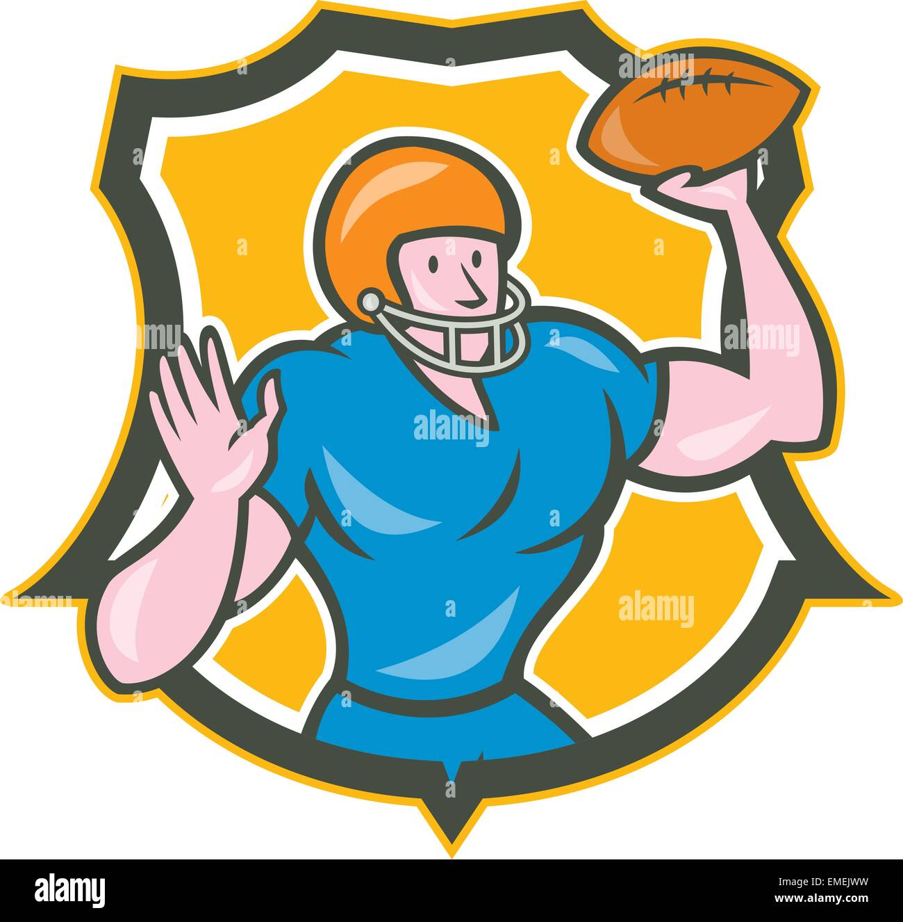 American Football QB Throwing Shield Retro Stock Vector Image & Art Alamy