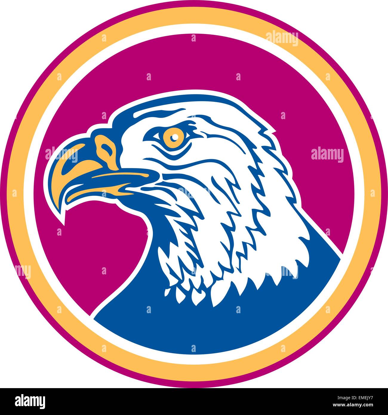 American Bald Eagle Head Side Circle Retro Stock Vector Image & Art - Alamy