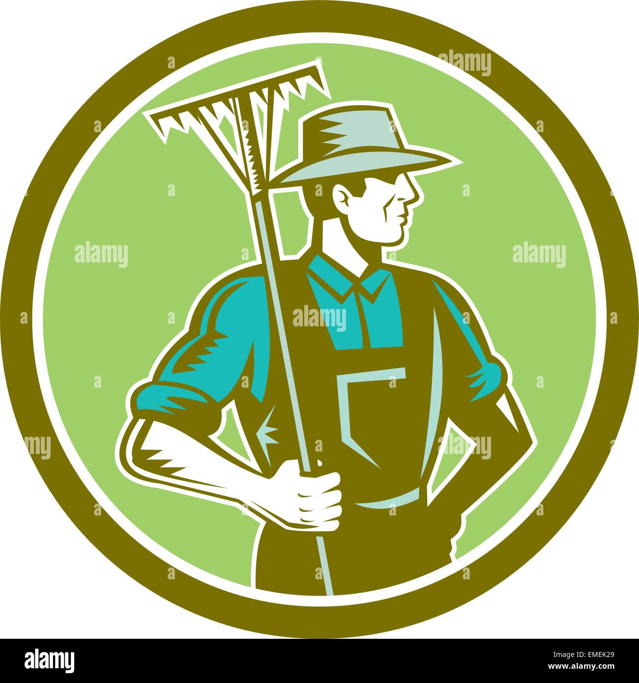 Organic Farmer Rake Woodcut Retro Stock Vector Image & Art - Alamy