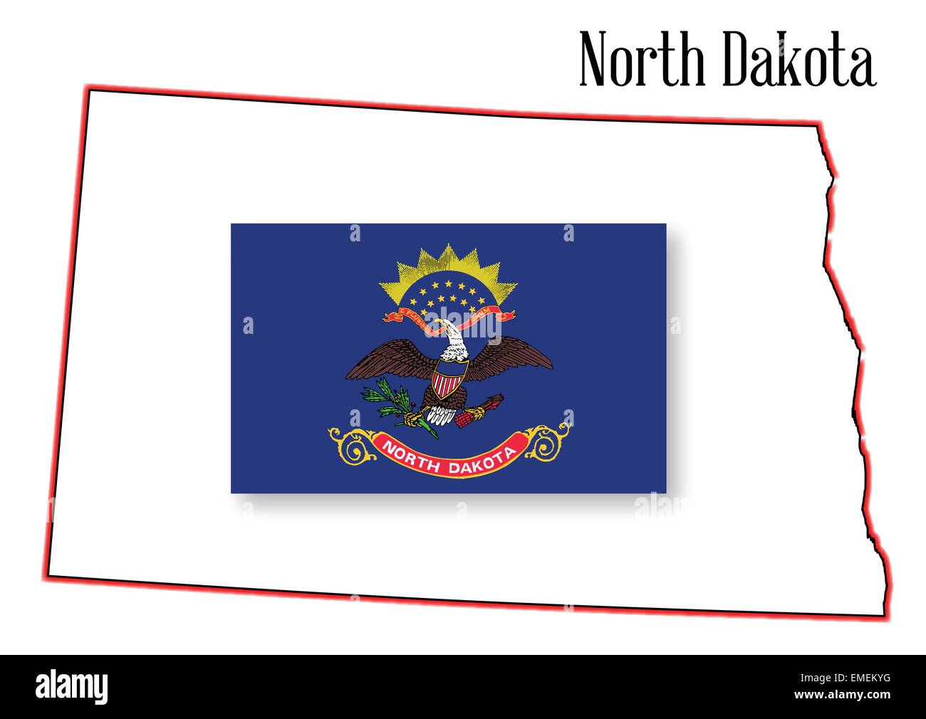 North Dakota State Map and Flag Stock Vector Image & Art Alamy