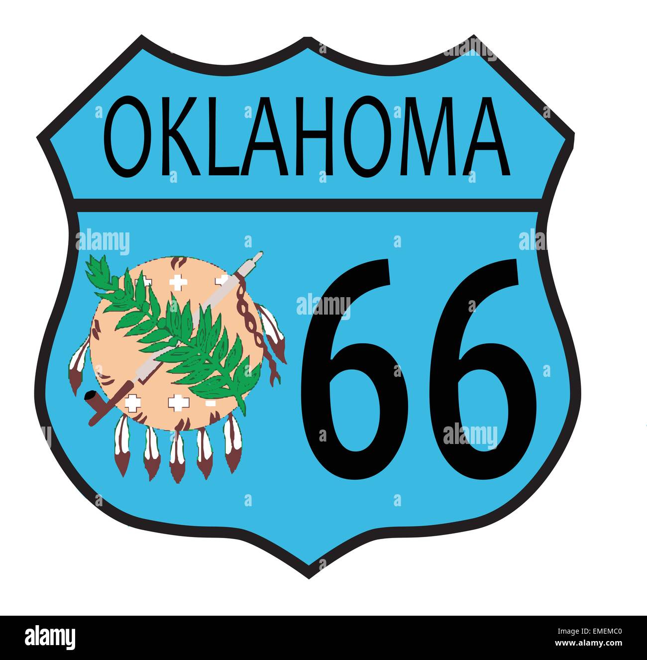Route 66 Oklahoma sign and Flag Stock Vector