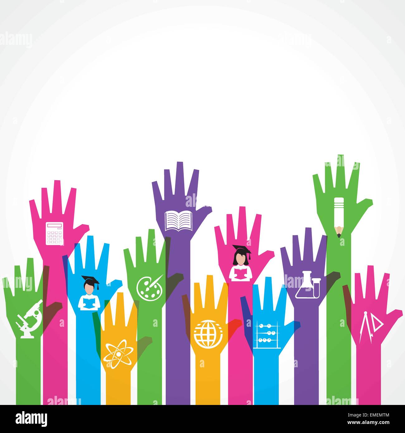 Education icons on up hand stock vector Stock Vector