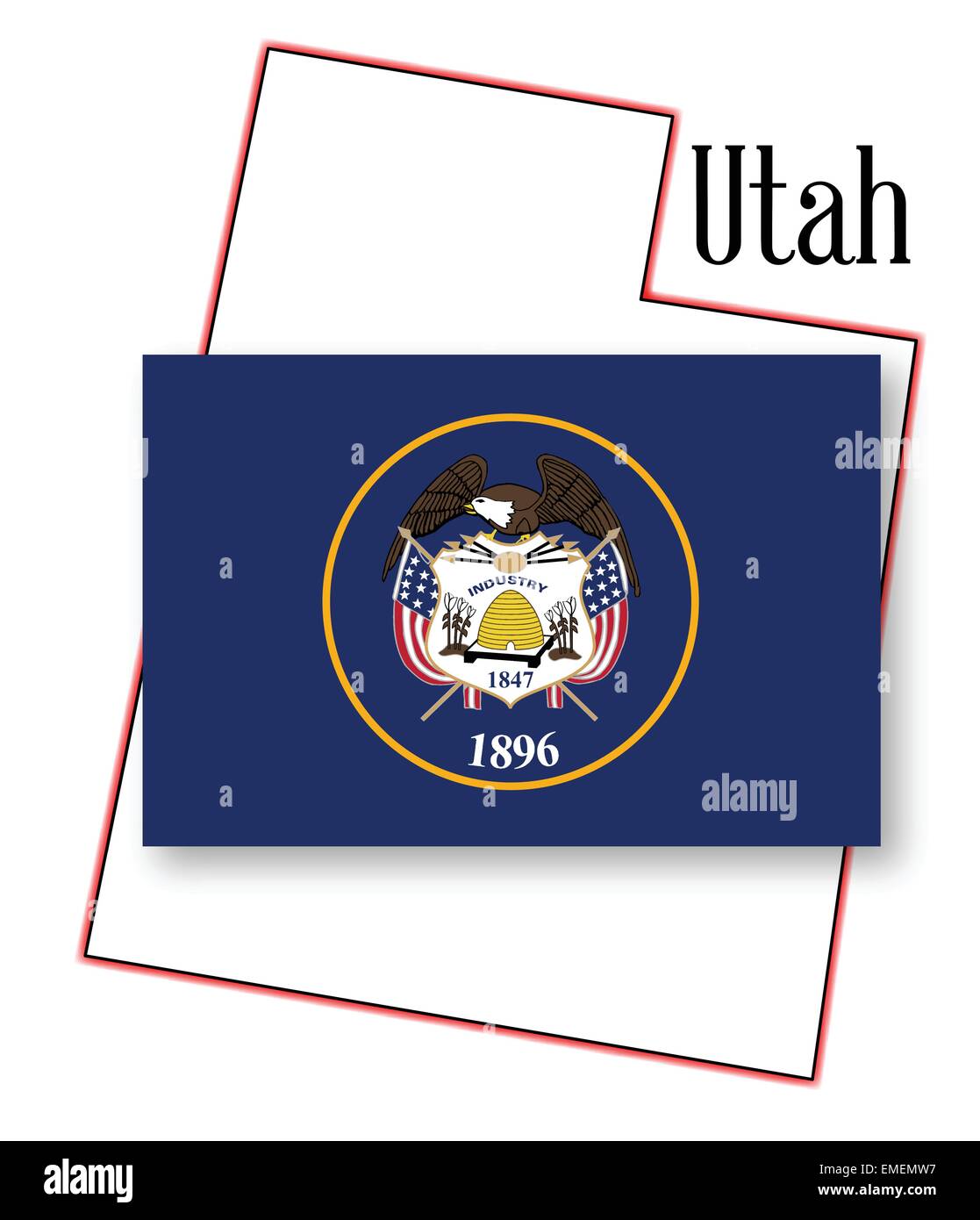 Utah State Map and Flag Stock Vector