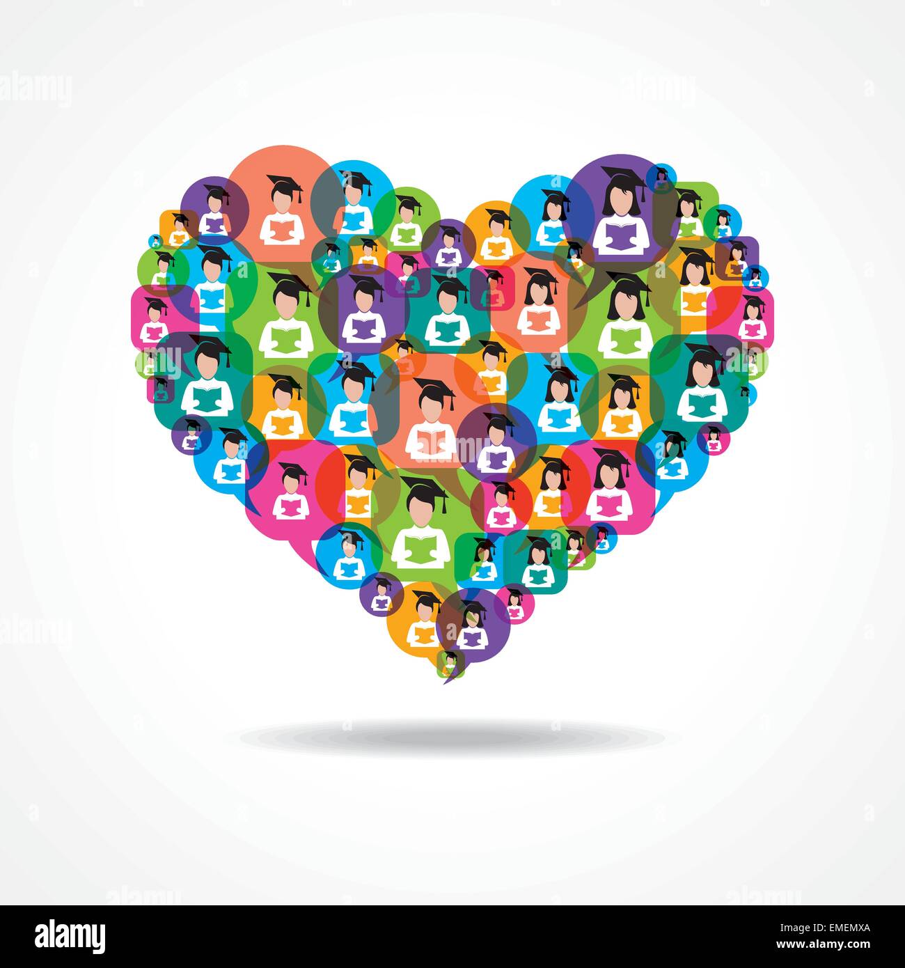 Group of male and female icons make a heart stock vector Stock Vector