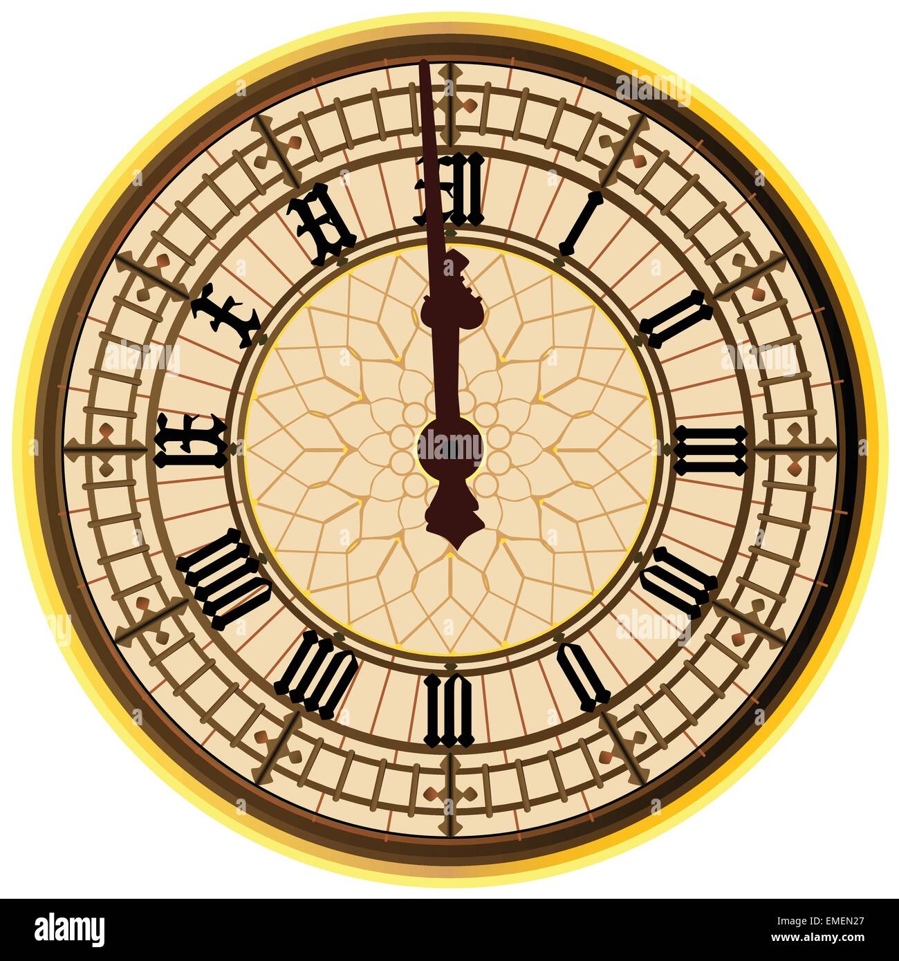 Big Ben Midnight Clock Face Stock Vector Image & Art Alamy