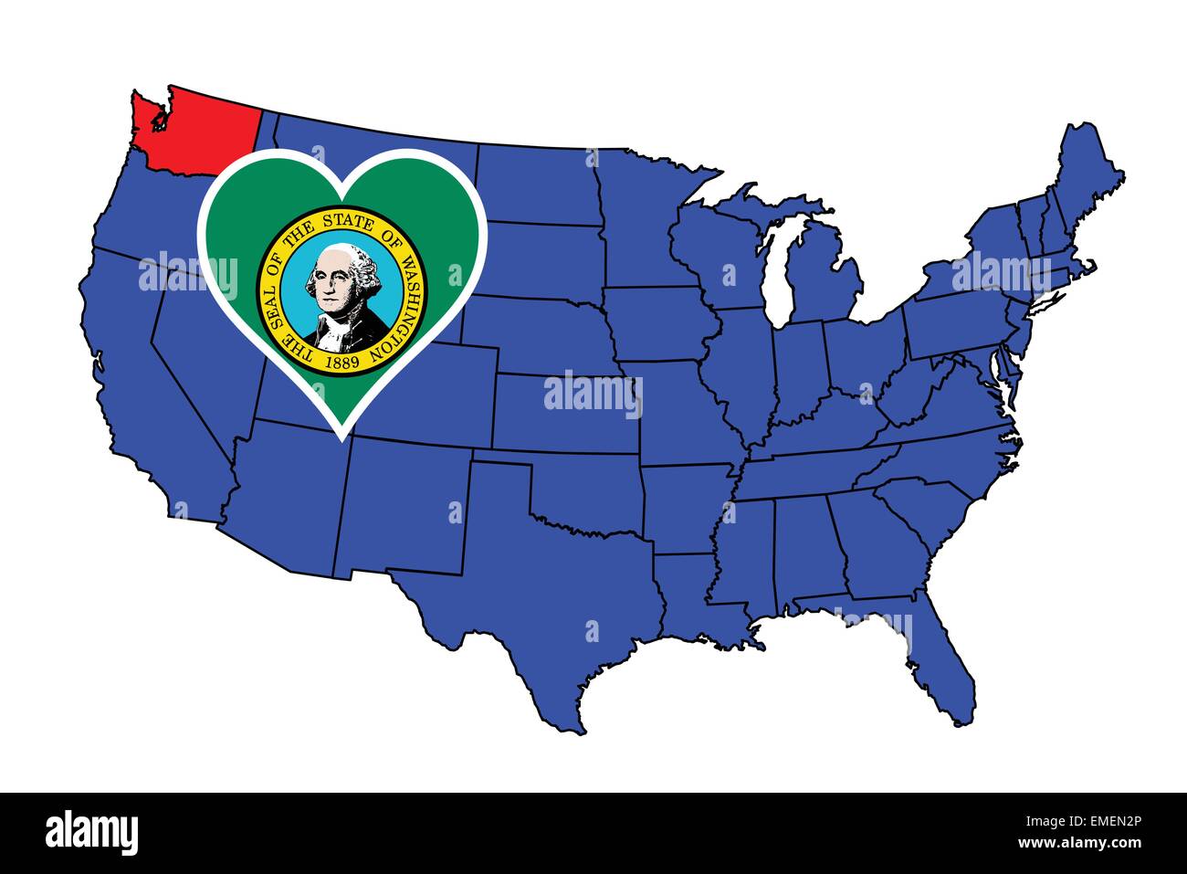 Washington state map hires stock photography and images Alamy