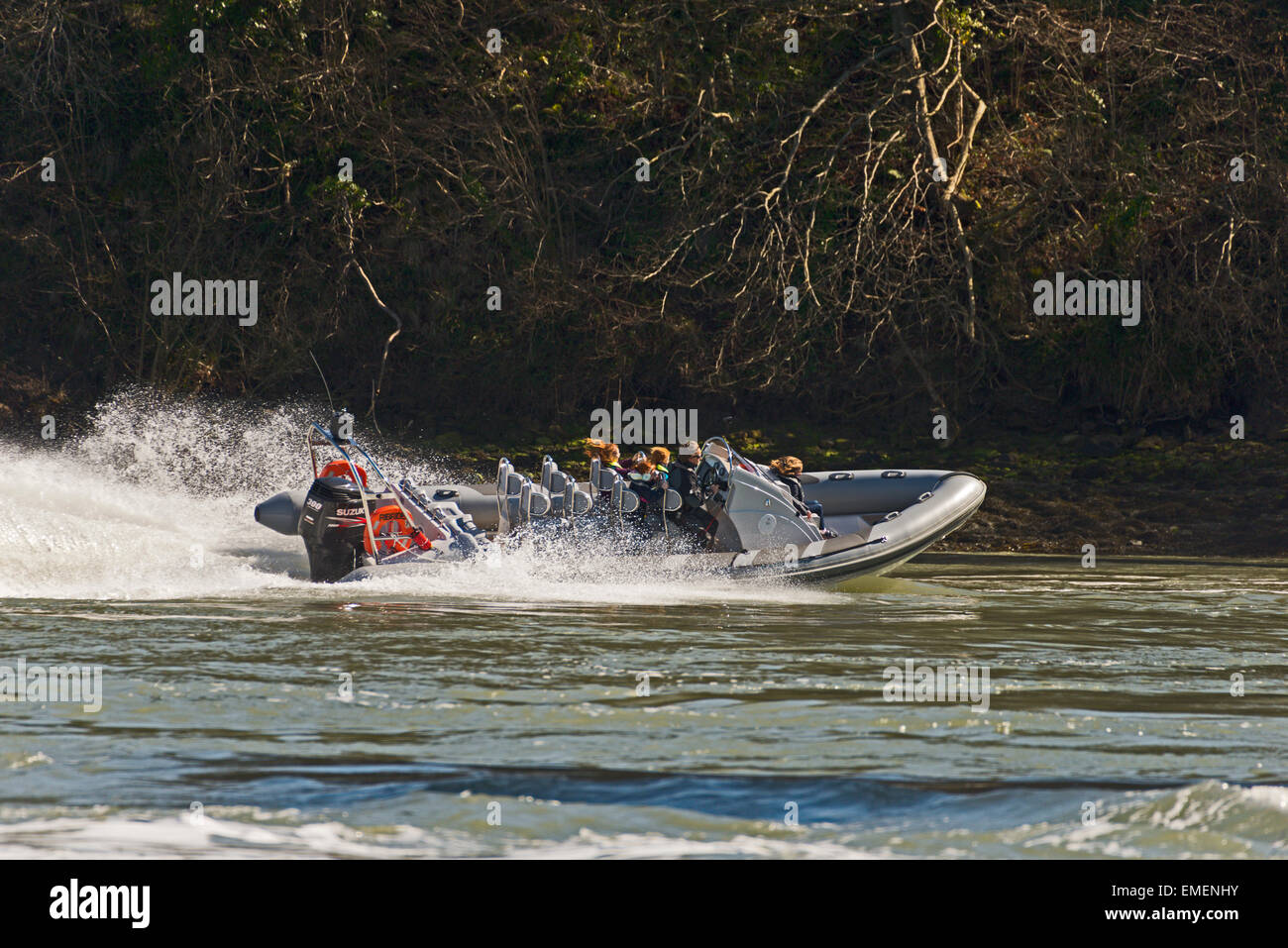 Menai Rib Menai Straits Anglesey North Wales Uk Rib Ride sea speed splash screams ...