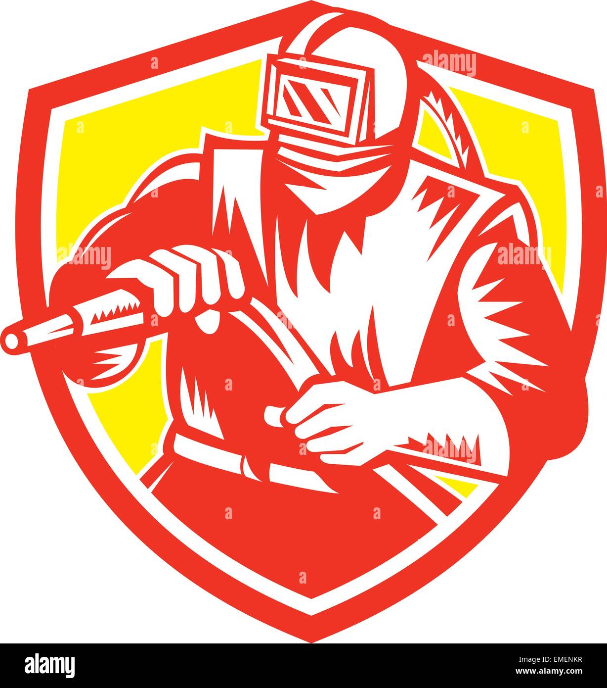 Sandblaster Sandblasting Hose Shield Retro Stock Vector Image & Art Alamy