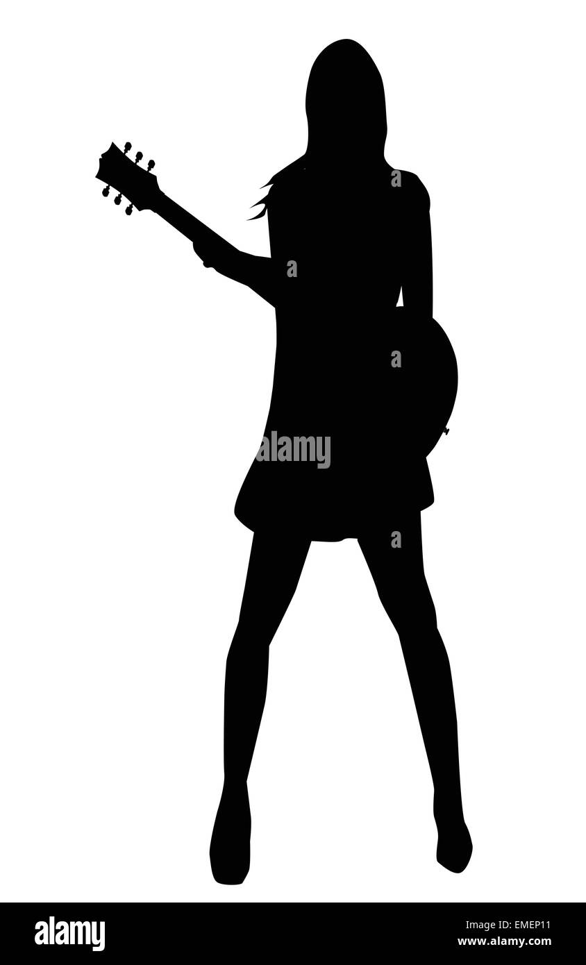 Girl Musician Silhouette Stock Vector