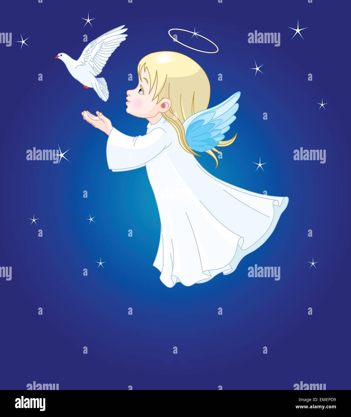 Angel with dove Stock Vector