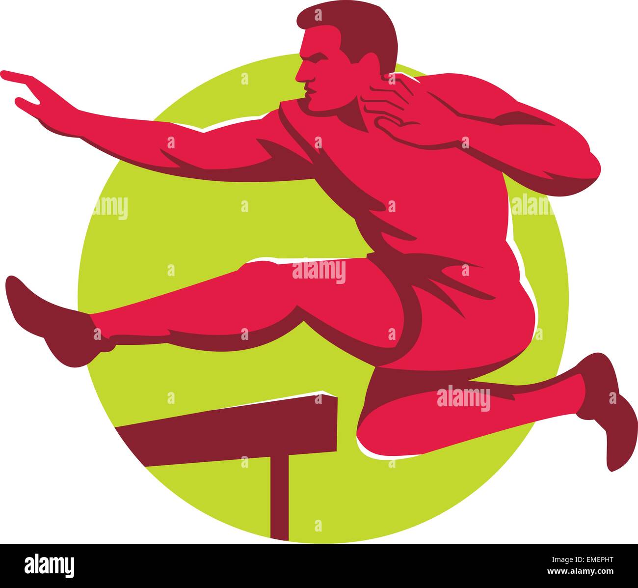 track and field athlete jumping hurdles viewed from side Stock Vector ...